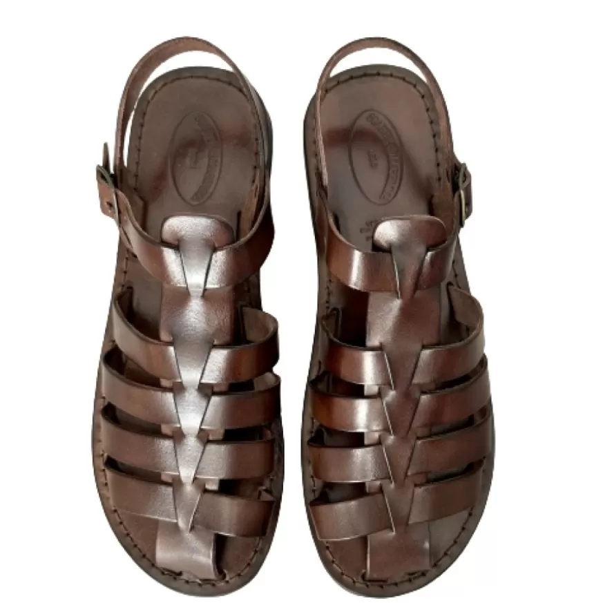 Uomo CAMARRI CALZATURE Scarpe Uomo | Sandalo In Pelle Testa Di Moro Mod. 7090