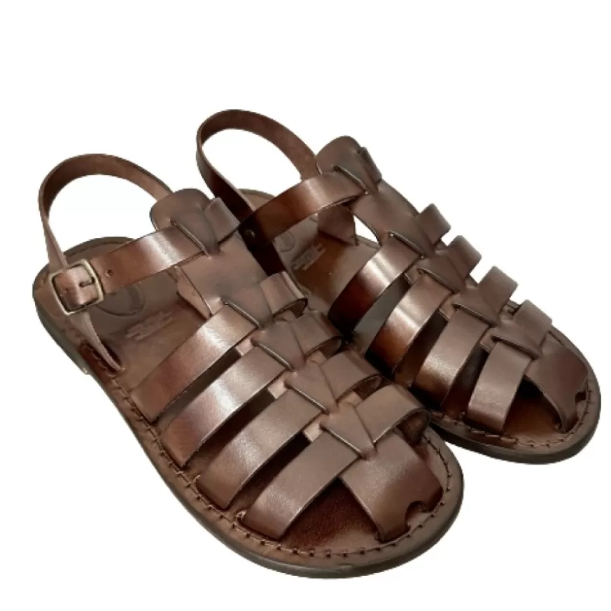 Uomo CAMARRI CALZATURE Scarpe Uomo | Sandalo In Pelle Testa Di Moro Mod. 7090