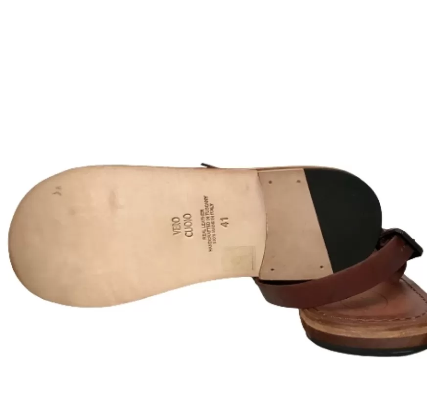 Uomo CAMARRI CALZATURE Scarpe Uomo | Sandalo In Pelle Testa Di Moro Opaco Mod.7000