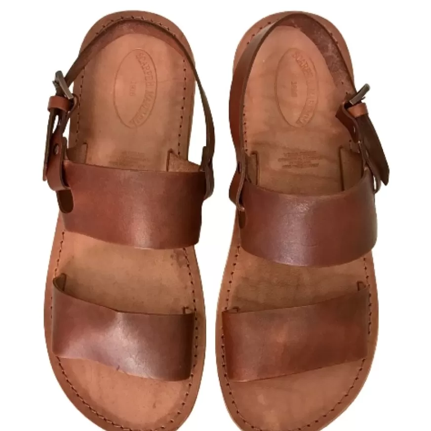 Uomo CAMARRI CALZATURE Scarpe Uomo | Sandalo In Pelle Testa Di Moro Opaco Mod.7000