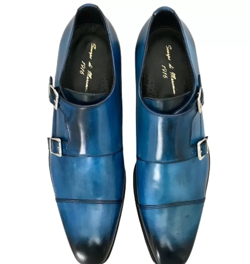 Uomo CAMARRI CALZATURE Scarpe Uomo | Scarpa Artigianale Cucita Blake Celeste Con Fibbie