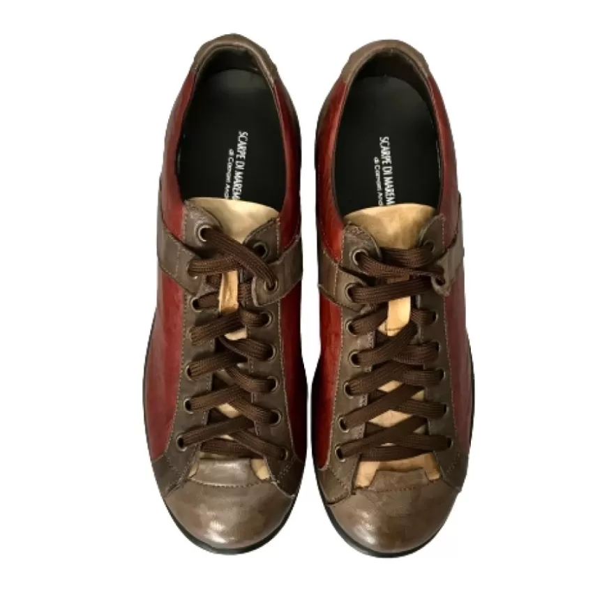Uomo CAMARRI CALZATURE Scarpe Uomo | Sneaker Artigianale Bordeaux/Taupe/Testa Di Moro