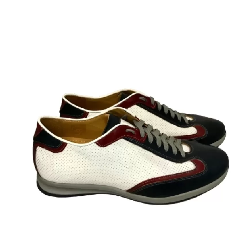 Uomo CAMARRI CALZATURE Scarpe Uomo | Sneakers Bassa In Pelle Bianca E Blu