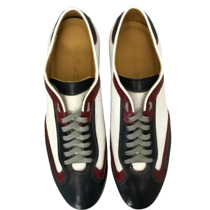 Uomo CAMARRI CALZATURE Scarpe Uomo | Sneakers Bassa In Pelle Bianca E Blu