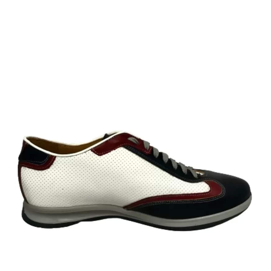 Uomo CAMARRI CALZATURE Scarpe Uomo | Sneakers Bassa In Pelle Bianca E Blu