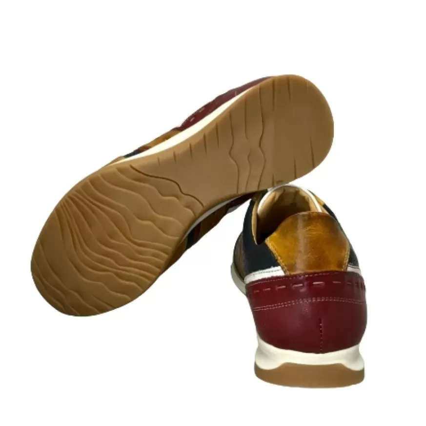 Uomo CAMARRI CALZATURE Scarpe Uomo | Sneakers Bassa In Pelle Blu E Cuoio