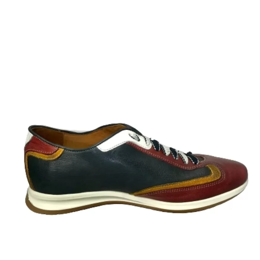 Uomo CAMARRI CALZATURE Scarpe Uomo | Sneakers Bassa In Pelle Blu E Rossa