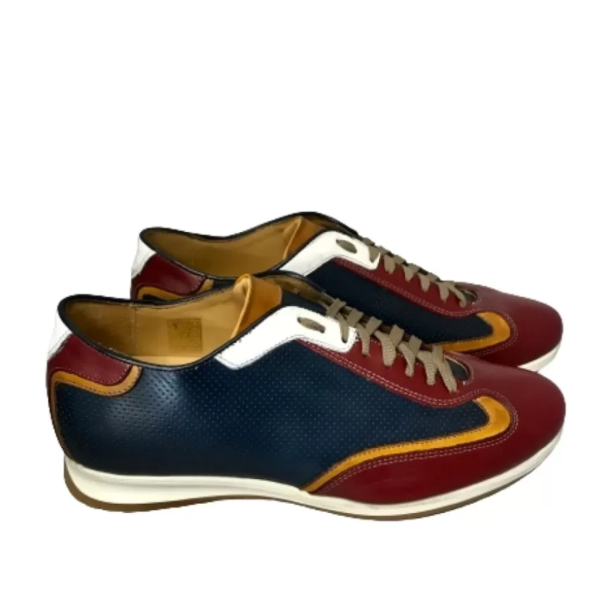Uomo CAMARRI CALZATURE Scarpe Uomo | Sneakers Bassa In Pelle Blu E Rossa