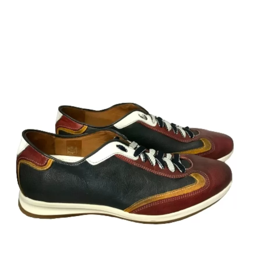 Uomo CAMARRI CALZATURE Scarpe Uomo | Sneakers Bassa In Pelle Blu E Rossa