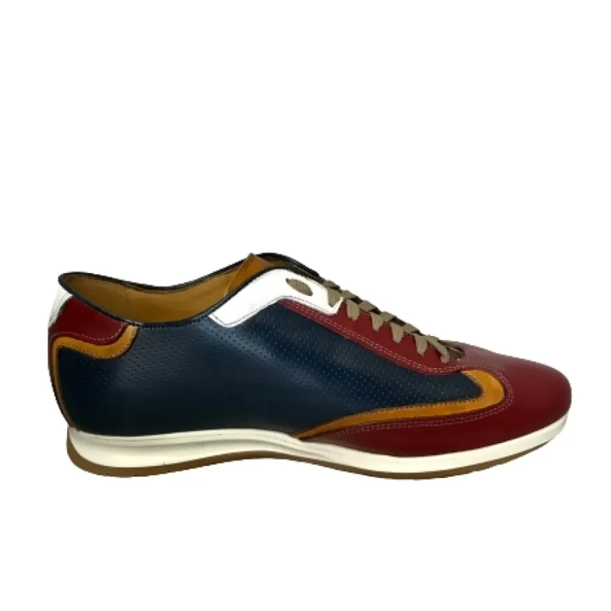 Uomo CAMARRI CALZATURE Scarpe Uomo | Sneakers Bassa In Pelle Blu E Rossa