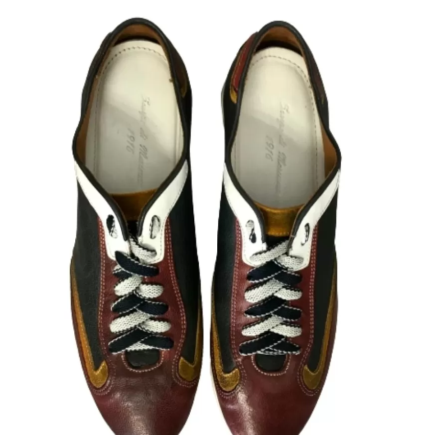 Uomo CAMARRI CALZATURE Scarpe Uomo | Sneakers Bassa In Pelle Blu E Rossa