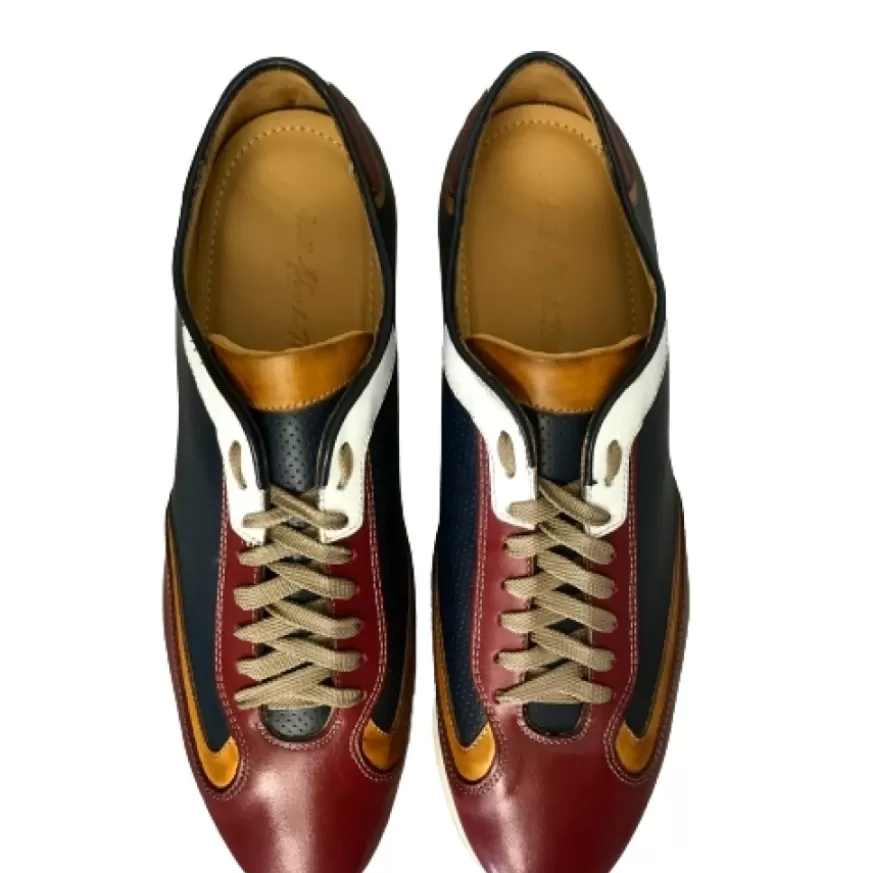 Uomo CAMARRI CALZATURE Scarpe Uomo | Sneakers Bassa In Pelle Blu E Rossa