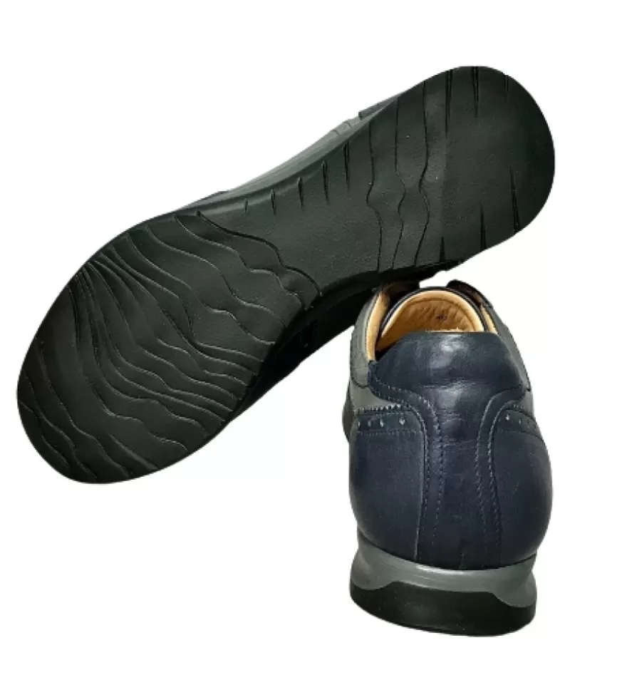 Uomo CAMARRI CALZATURE Scarpe Uomo | Sneakers Bassa In Pelle Grigia E Blu