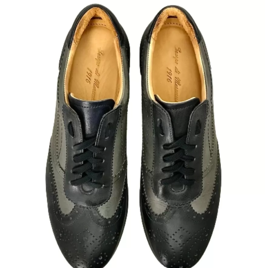 Uomo CAMARRI CALZATURE Scarpe Uomo | Sneakers Bassa In Pelle Grigia E Blu