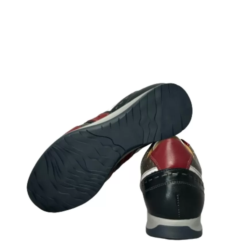 Uomo CAMARRI CALZATURE Scarpe Uomo | Sneakers Bassa In Pelle Grigia E Rossa