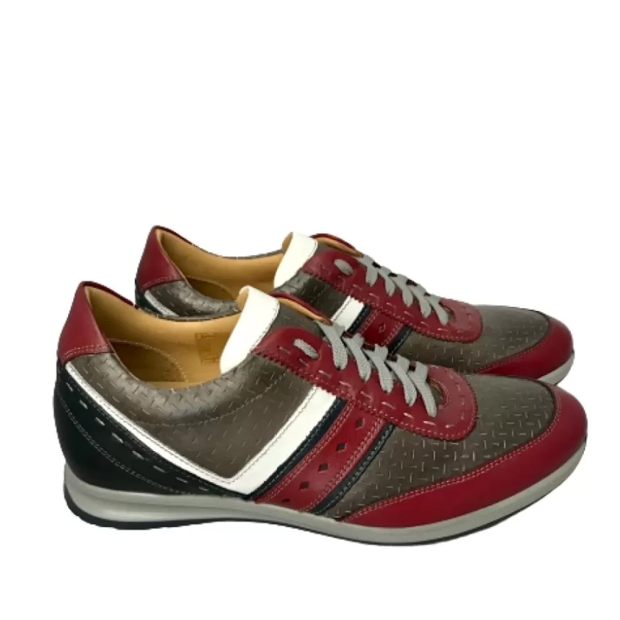 Uomo CAMARRI CALZATURE Scarpe Uomo | Sneakers Bassa In Pelle Grigia E Rossa