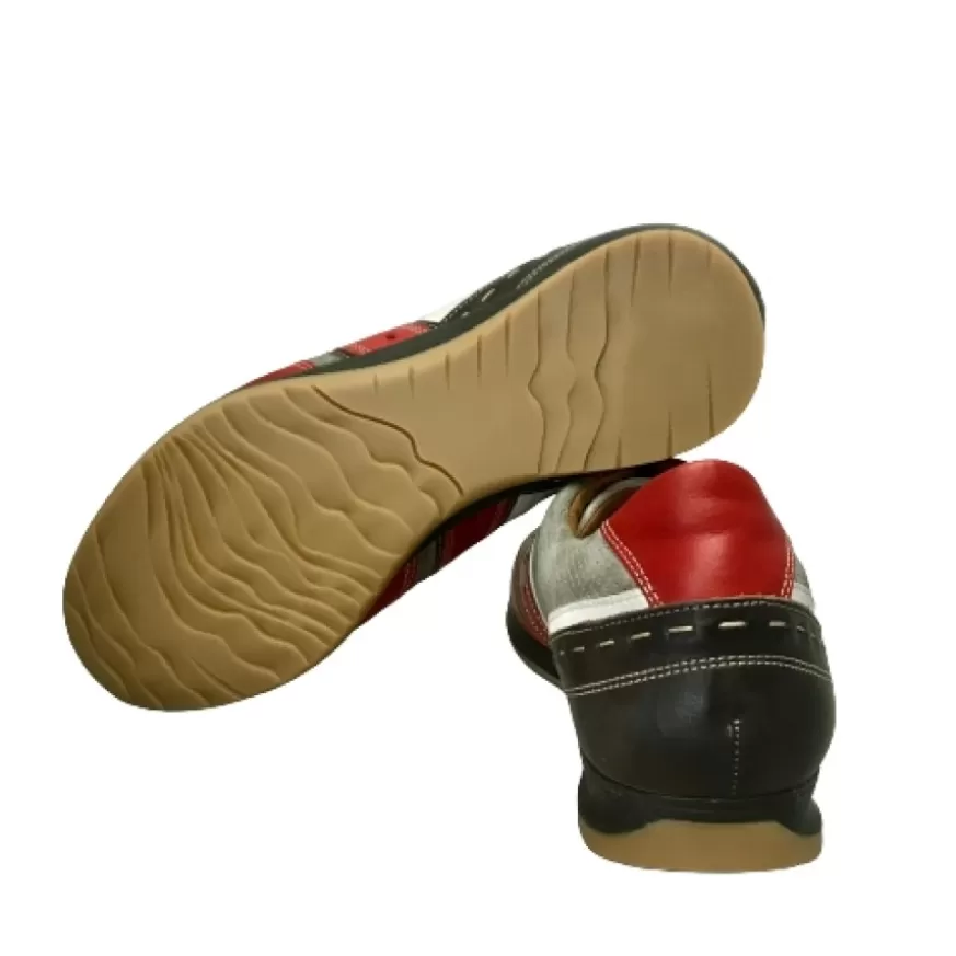 Uomo CAMARRI CALZATURE Scarpe Uomo | Sneakers Bassa In Pelle Grigia E Rossa