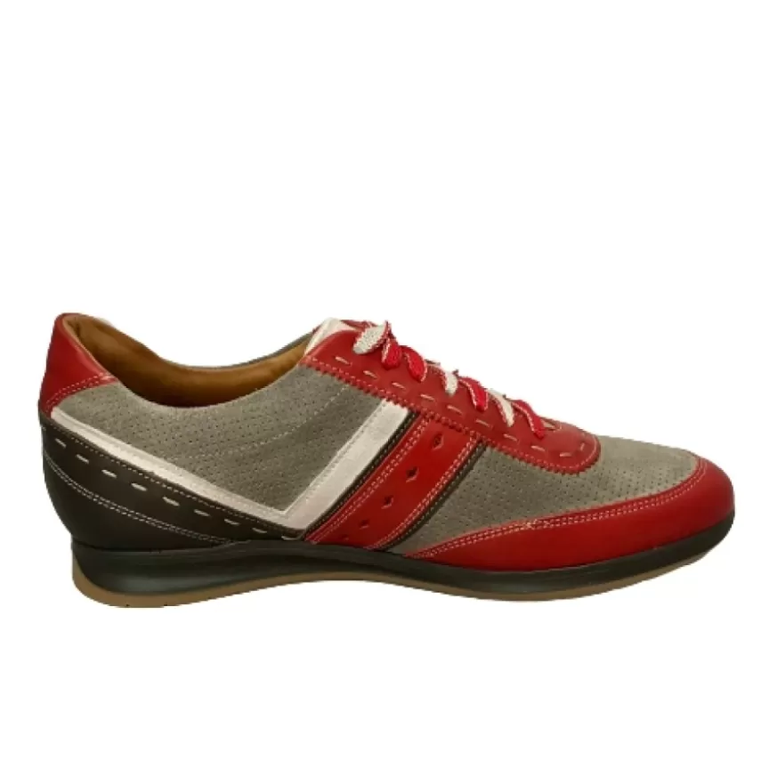 Uomo CAMARRI CALZATURE Scarpe Uomo | Sneakers Bassa In Pelle Grigia E Rossa