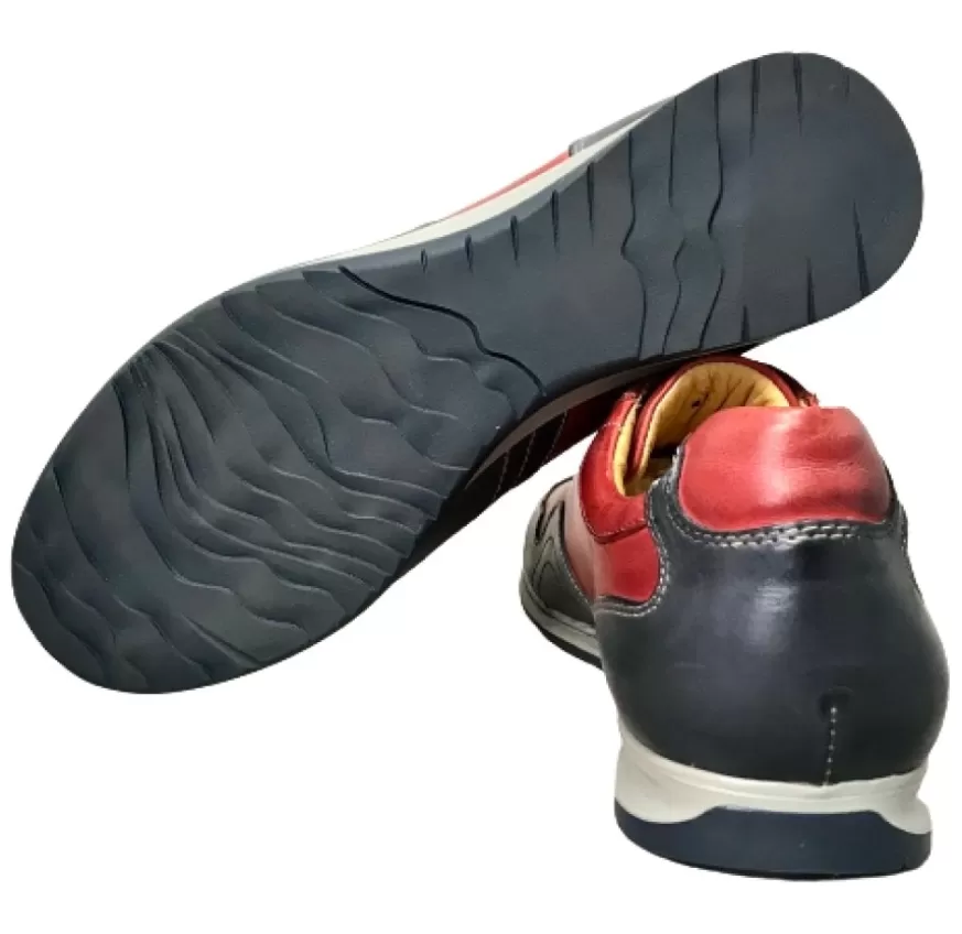 Uomo CAMARRI CALZATURE Scarpe Uomo | Sneakers Bassa In Pelle Rossa E Blu