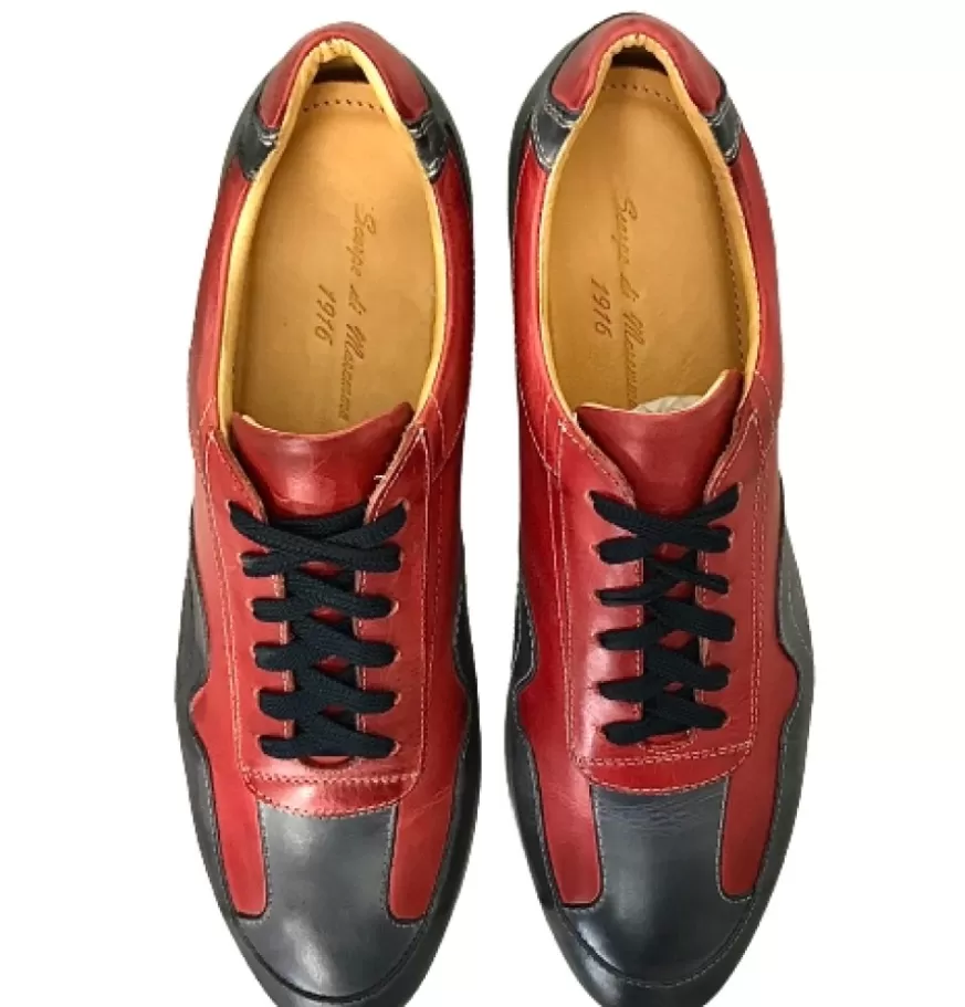 Uomo CAMARRI CALZATURE Scarpe Uomo | Sneakers Bassa In Pelle Rossa E Blu