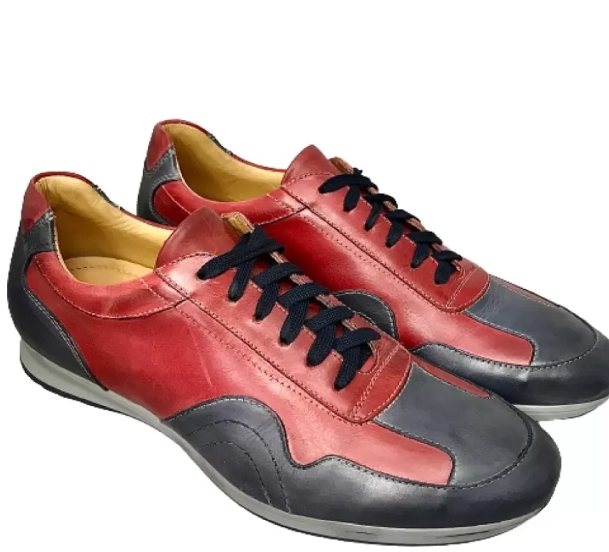 Uomo CAMARRI CALZATURE Scarpe Uomo | Sneakers Bassa In Pelle Rossa E Blu