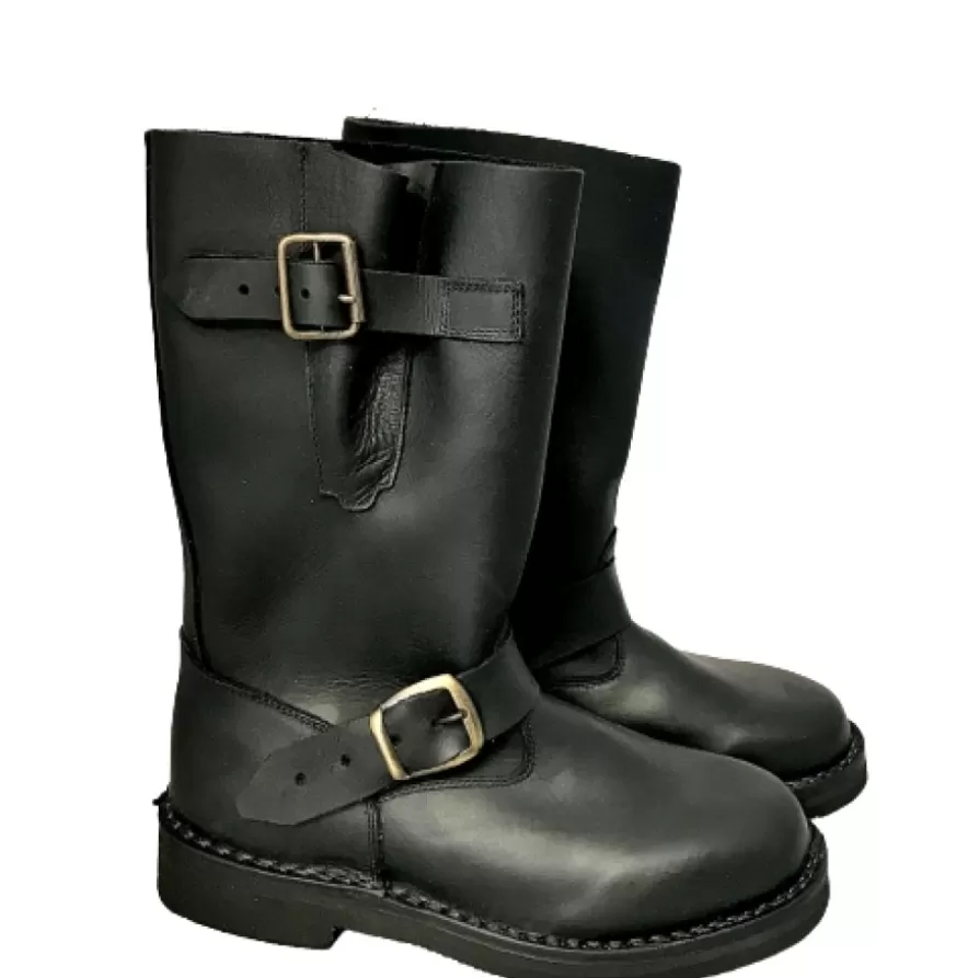Uomo CAMARRI CALZATURE Scarpe Uomo | Stivale Artigianale Nero In Pelle Ingrassata Con Fibbie