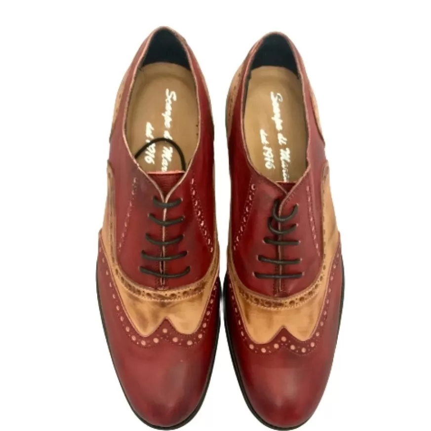 Uomo CAMARRI CALZATURE Scarpe Uomo | Stringata Artigianale Pelle Rossa E Cuoio