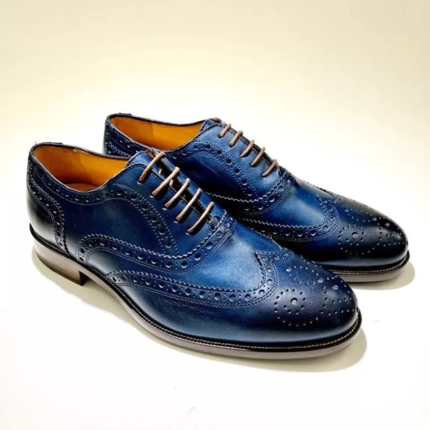 Uomo CAMARRI CALZATURE Scarpe Uomo | Stringata Fondo Cuoio – Duilio Blu Navy