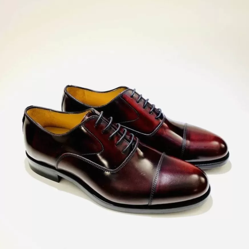 Uomo CAMARRI CALZATURE Scarpe Uomo | Stringata Fondo Cuoio Bordeaux Lucida Con Spunterbo