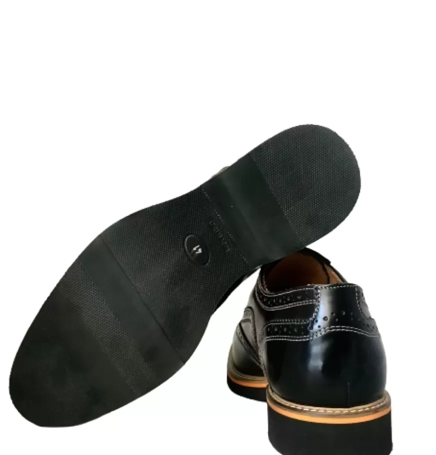 Uomo CAMARRI CALZATURE Scarpe Uomo | Stringata In Pelle Abrasivata Nera E Bordeaux Mod.P