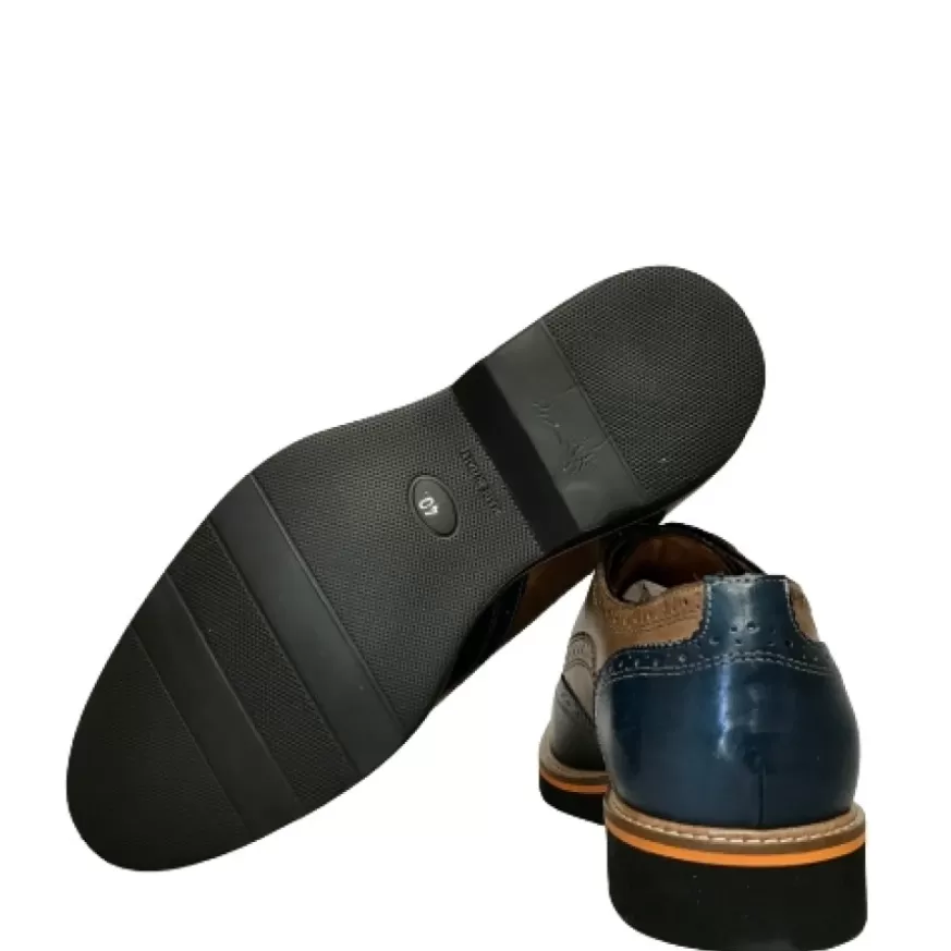 Uomo CAMARRI CALZATURE Scarpe Uomo | Stringata In Pelle Blu E Cuoio Mod.O