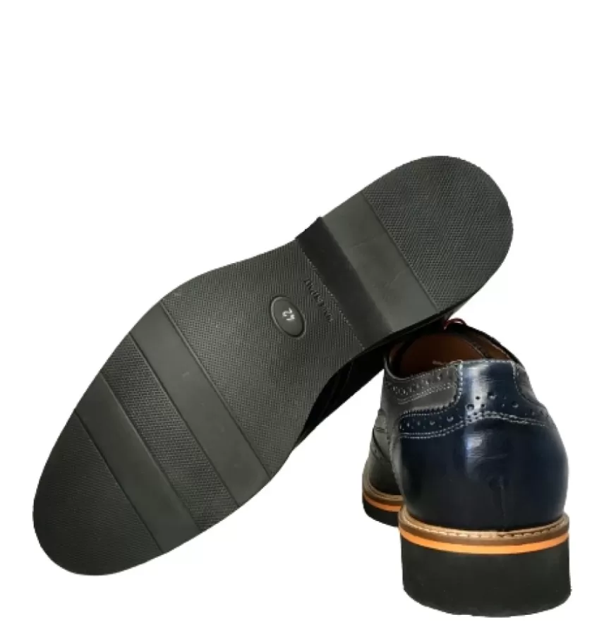 Uomo CAMARRI CALZATURE Scarpe Uomo | Stringata In Pelle Blu E Grigia Mod.W