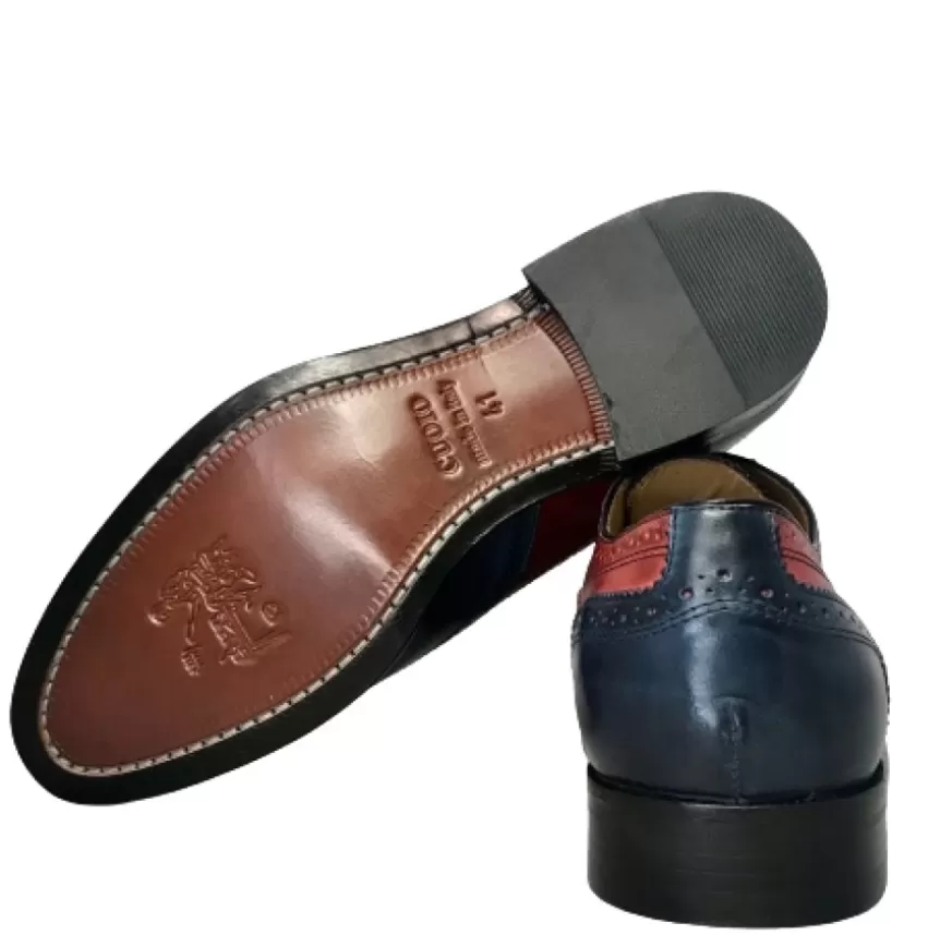 Uomo CAMARRI CALZATURE Scarpe Uomo | Stringata In Pelle- Duilio Blu E Rossa