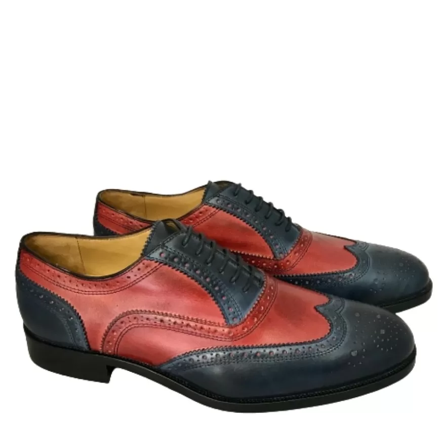 Uomo CAMARRI CALZATURE Scarpe Uomo | Stringata In Pelle- Duilio Blu E Rossa