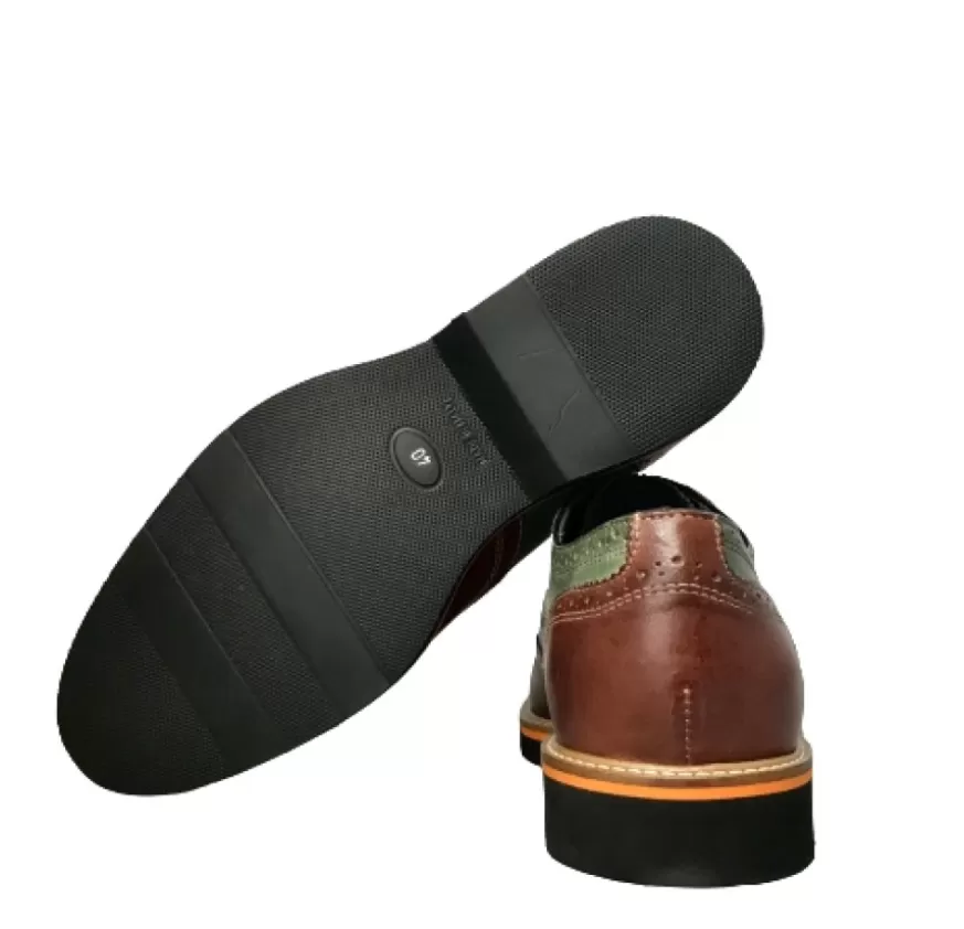 Uomo CAMARRI CALZATURE Scarpe Uomo | Stringata In Pelle Marrone E Verde