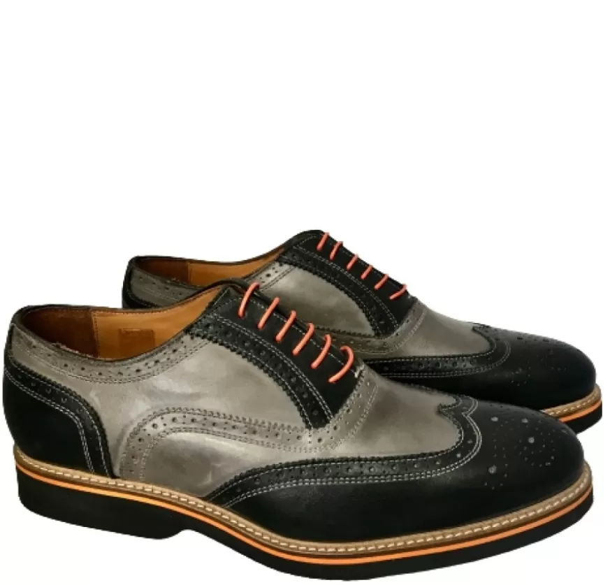 Uomo CAMARRI CALZATURE Scarpe Uomo | Stringata In Pelle Nera E Grigia Mod.H