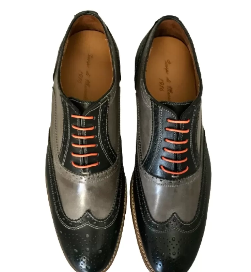 Uomo CAMARRI CALZATURE Scarpe Uomo | Stringata In Pelle Nera E Grigia Mod.H