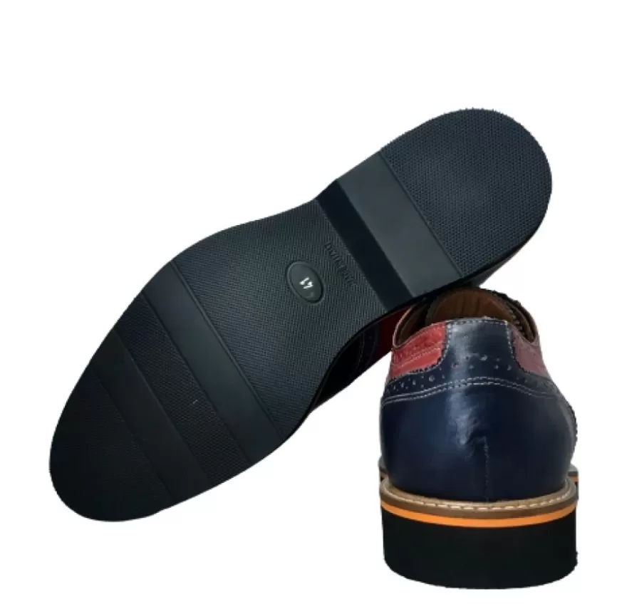 Uomo CAMARRI CALZATURE Scarpe Uomo | Stringata In Pelle Rossa E Blu Mod.B