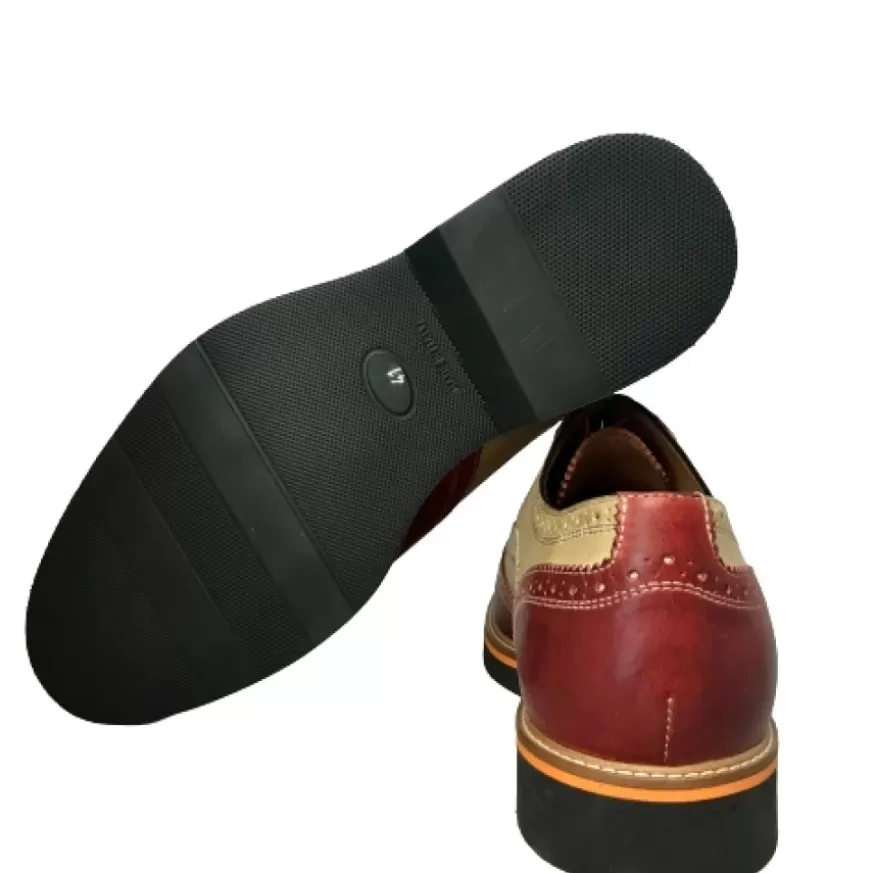 Uomo CAMARRI CALZATURE Scarpe Uomo | Stringata In Pelle Rossa E Taupe Mod.C
