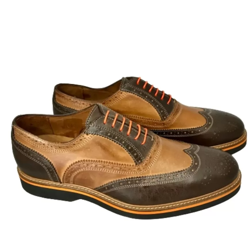 Uomo CAMARRI CALZATURE Scarpe Uomo | Stringata In Pelle Testa Di Moro E Cuoio
