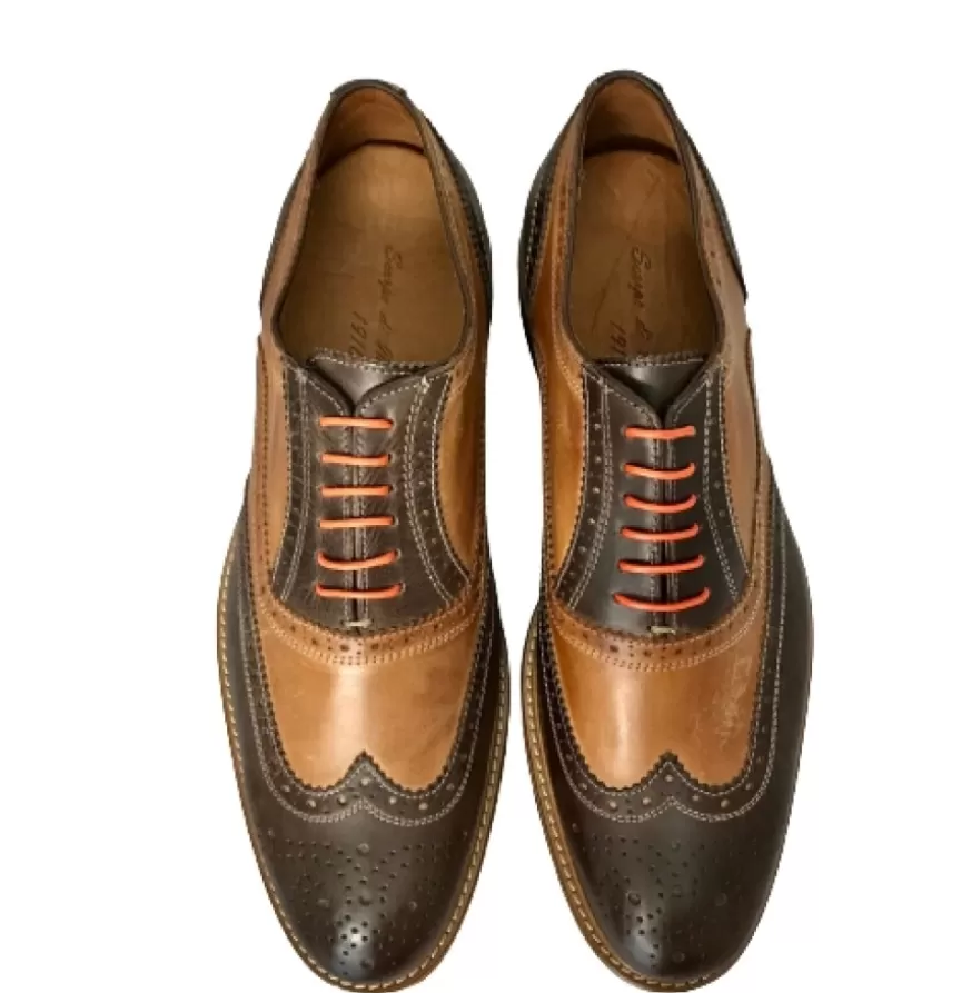 Uomo CAMARRI CALZATURE Scarpe Uomo | Stringata In Pelle Testa Di Moro E Cuoio
