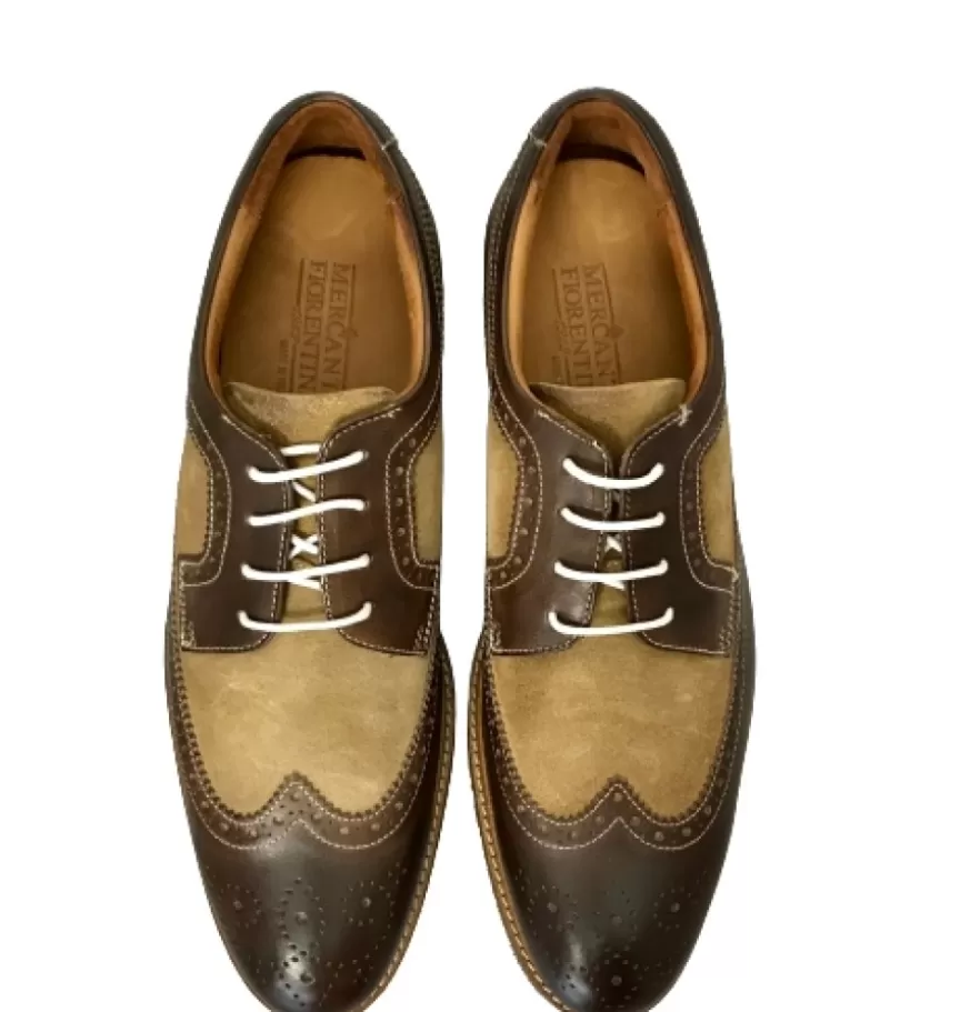 Uomo CAMARRI CALZATURE Scarpe Uomo | Stringata In Pelle Testa Di Moro E Nabuk Taupe