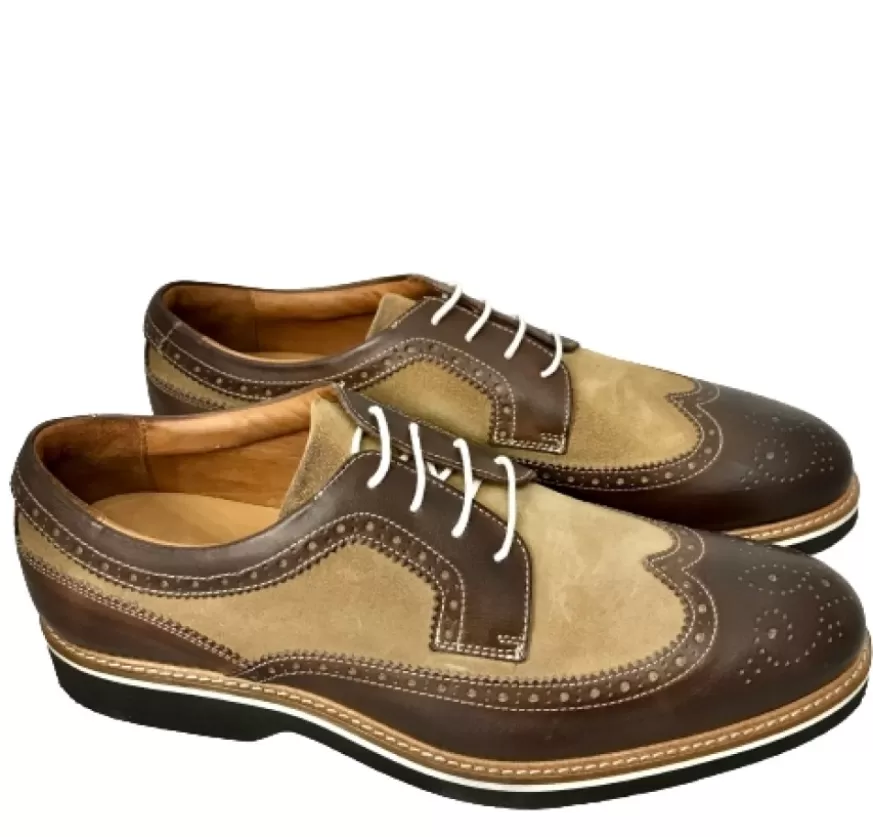 Uomo CAMARRI CALZATURE Scarpe Uomo | Stringata In Pelle Testa Di Moro E Nabuk Taupe