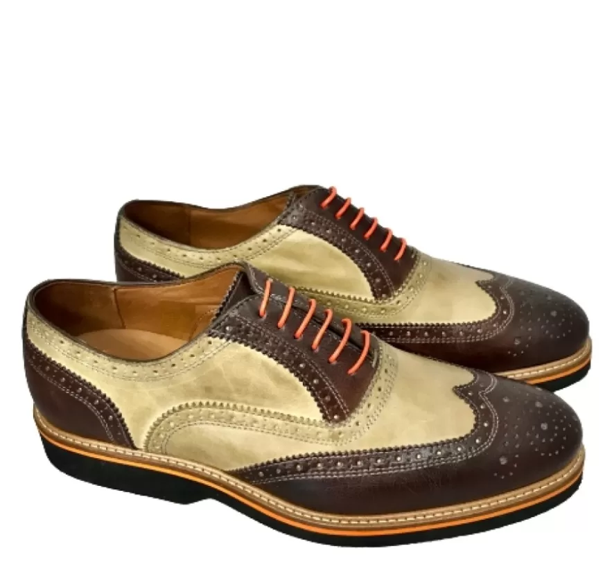 Uomo CAMARRI CALZATURE Scarpe Uomo | Stringata In Pelle Testa Di Moro E Taupe