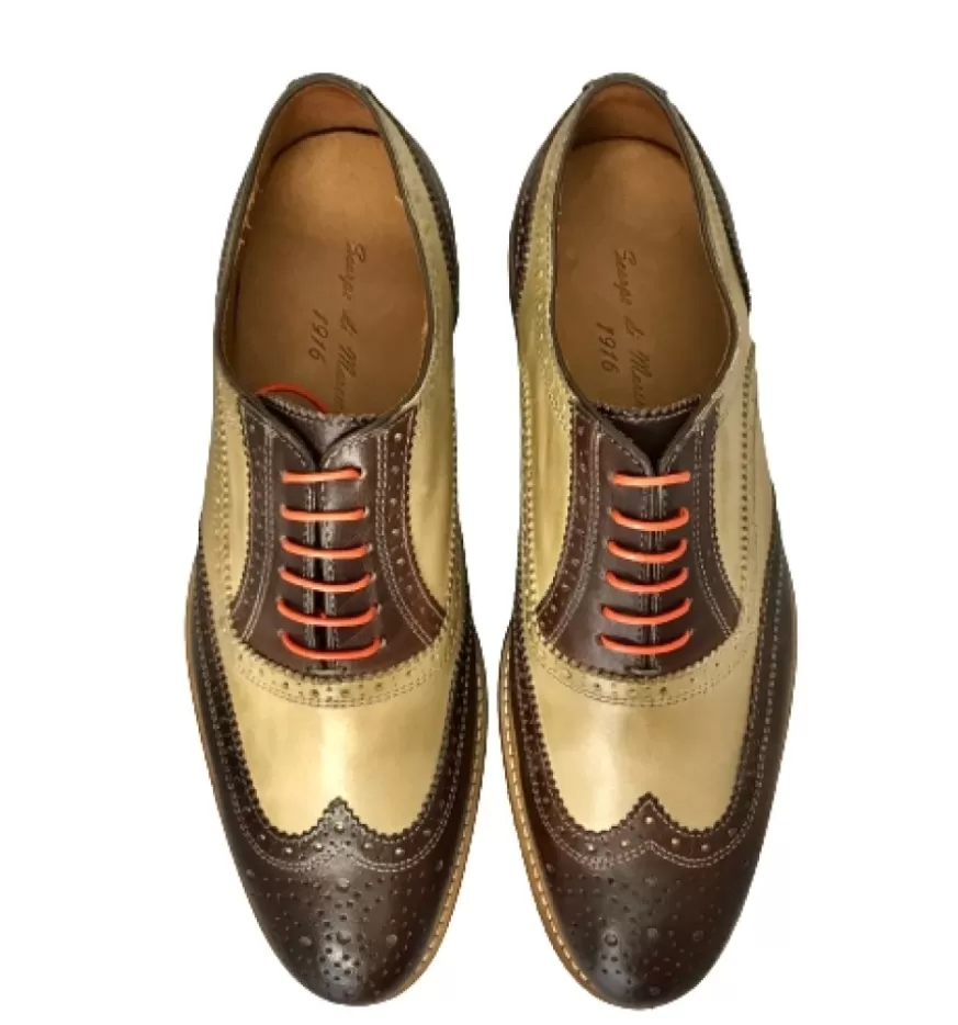 Uomo CAMARRI CALZATURE Scarpe Uomo | Stringata In Pelle Testa Di Moro E Taupe