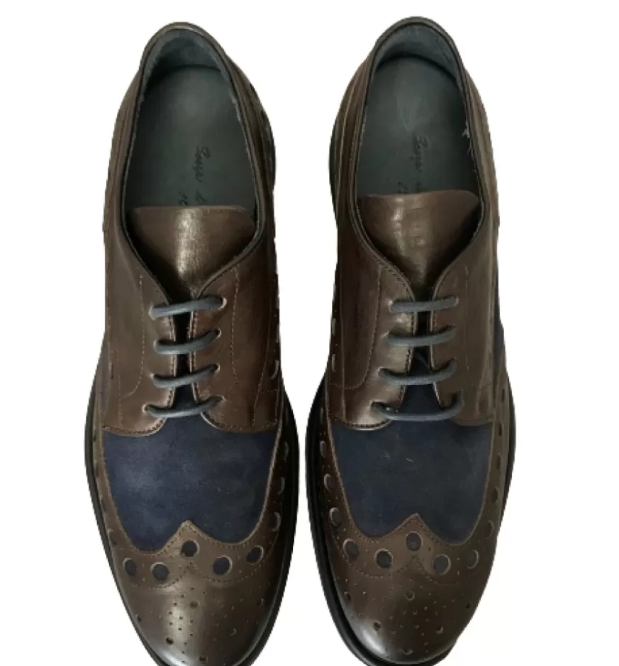 Uomo CAMARRI CALZATURE Scarpe Uomo | Stringata In Pelle Testa Dimoro E Camoscio Blu