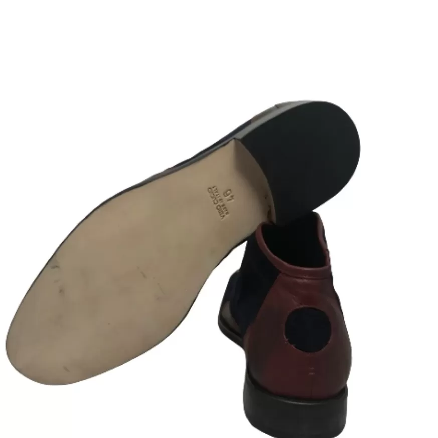 Uomo CAMARRI CALZATURE Scarpe Uomo | Tazio In Pelle Bordeaux E Camoscio Blu