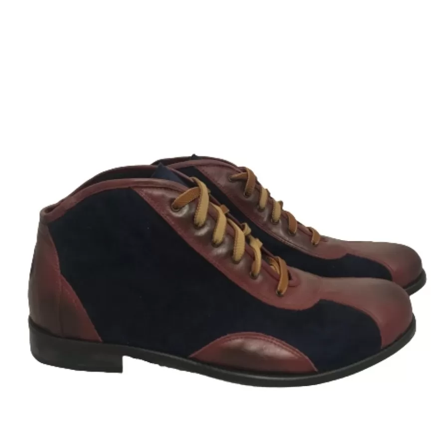 Uomo CAMARRI CALZATURE Scarpe Uomo | Tazio In Pelle Bordeaux E Camoscio Blu