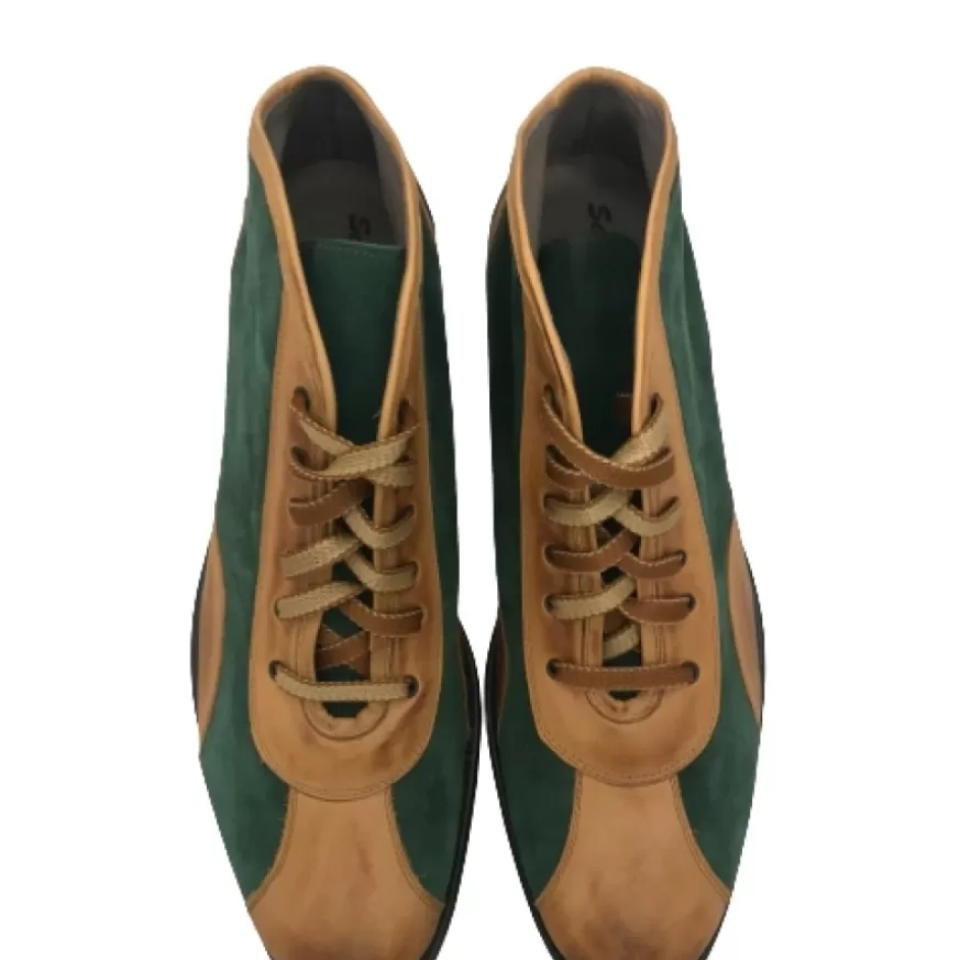 Uomo CAMARRI CALZATURE Scarpe Uomo | Tazio In Pelle Cuoio E Camoscio Verde
